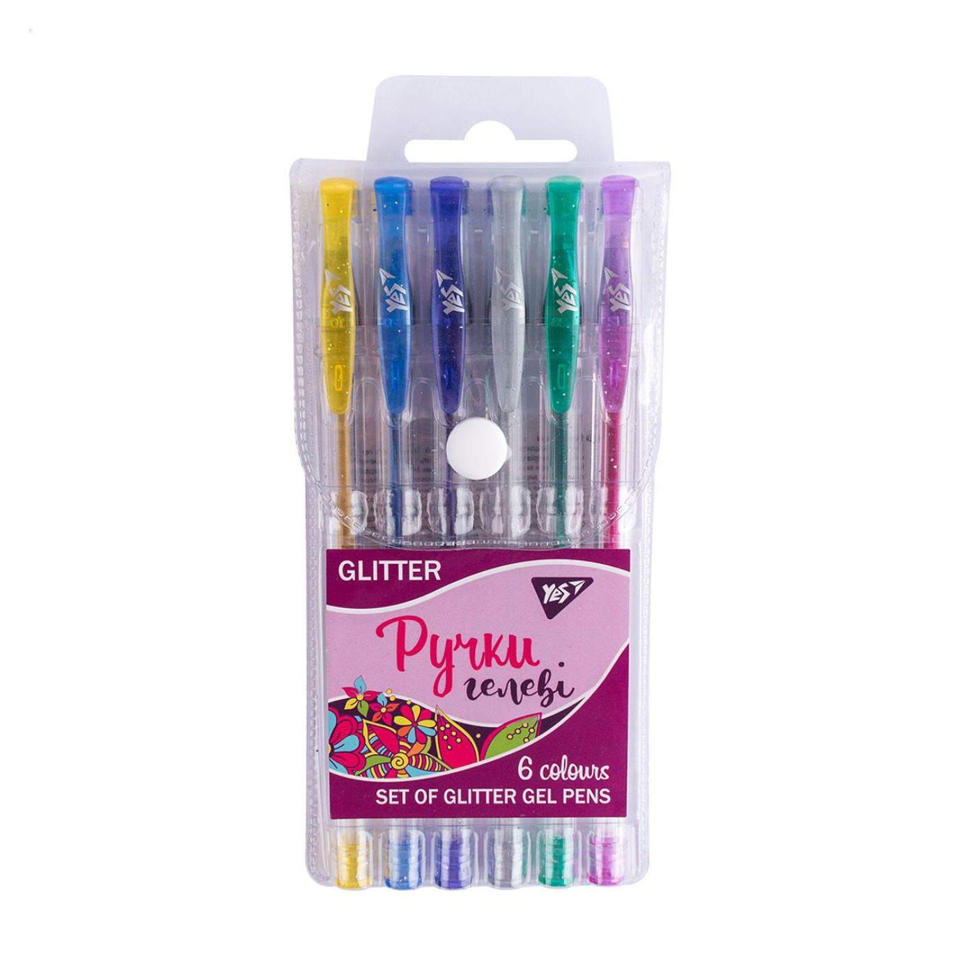 Набір гелевих ручок YES Glitter, 6 кольорів (411702)